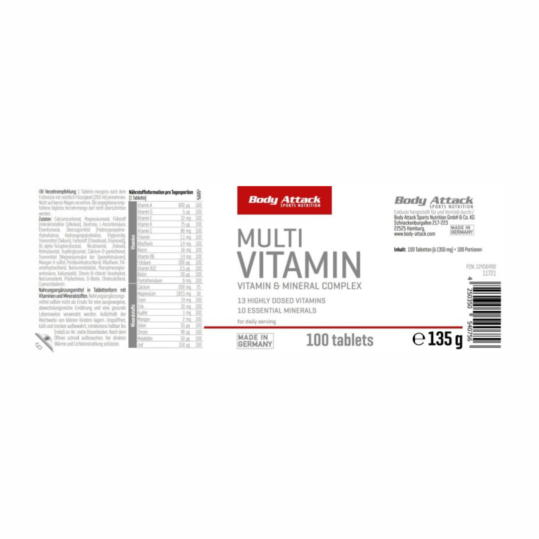 Body Attack Multivitamin (100 Tabs)